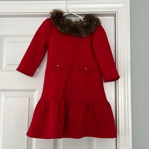 Girls Janie and Jack faux fur collar dress. Worn once for a few hrs